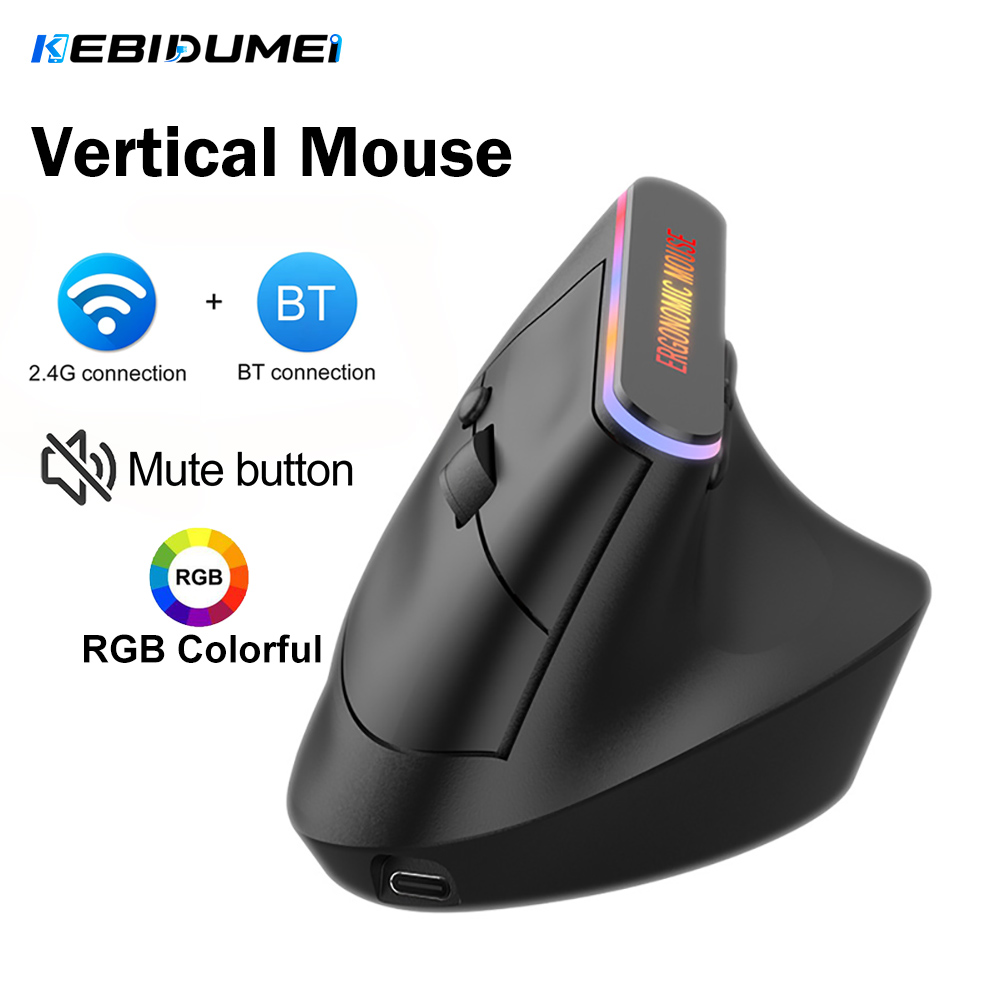 Ergonomic Mouse Vertical - KEBIDUMEI Verticale Muis Bluetooth 5.2 2.4G