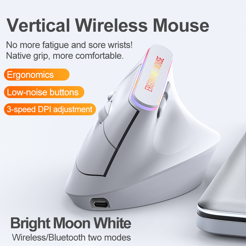 Ergonomic Mouse Vertical - Draagbare verticale draadloze muis Oplaadbaar 2.4G