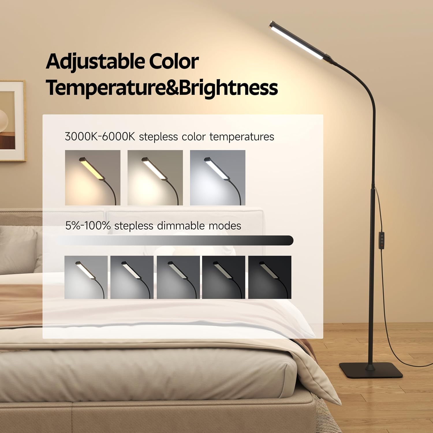 120 LED staande leeslamp met 3 - Office Tech Flexible recensie en prijs