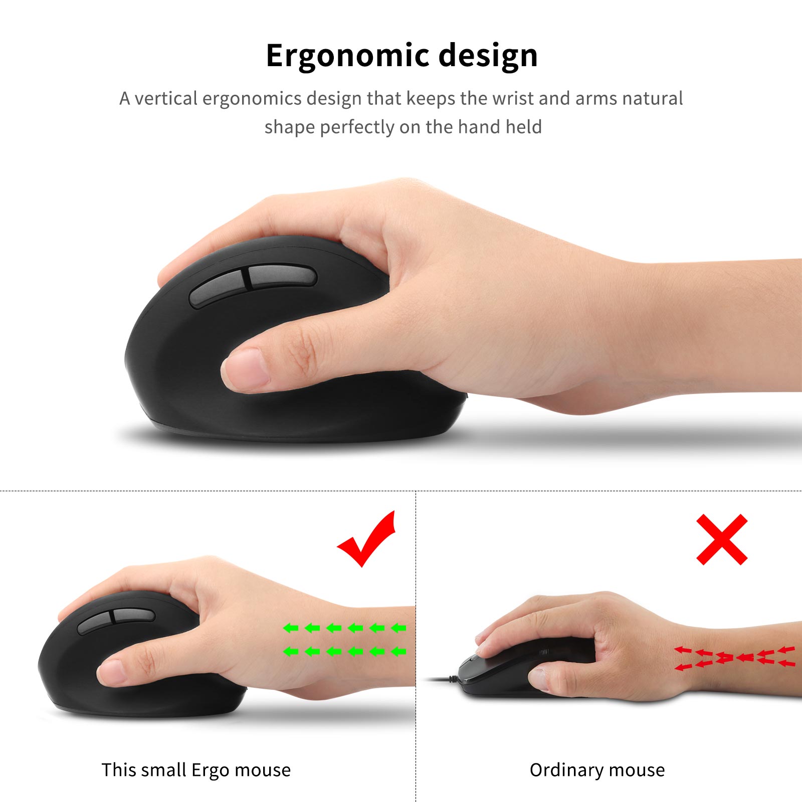 Draadloze 2.4G muis DPI verste - Ergonomic Mouse Vertical recensie en prijs